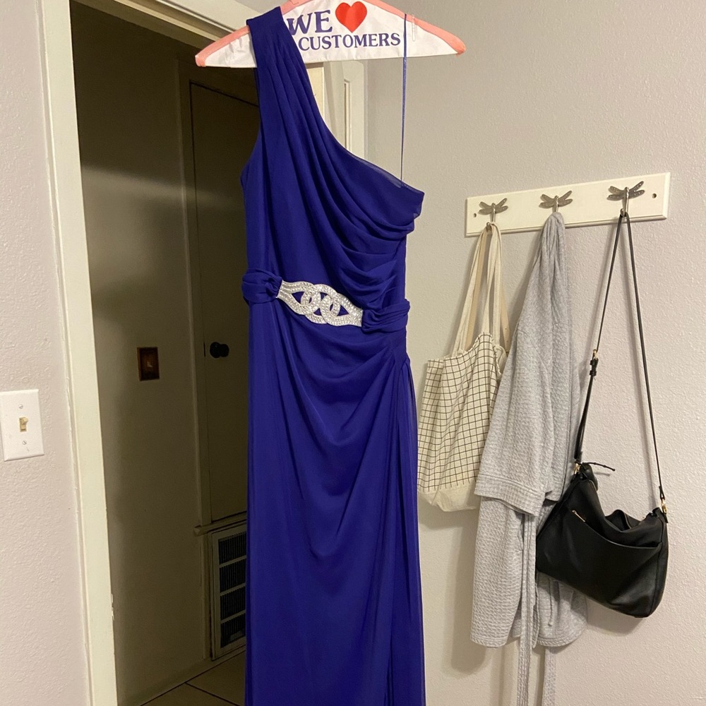 Blue one shoulder prom dress - size 6P